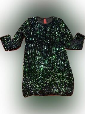 XXL Black Polyester-Spandex Sequin Dress